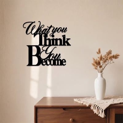 Buddha Stones What You Think You Become Matte Black Iron Metal Meaningful Symbols Wall Art - image 3