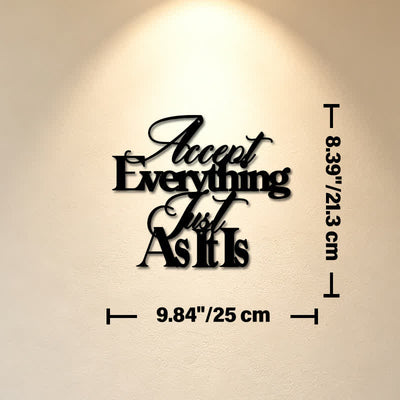 Buddha Stones Accept Everything Just As It Is Matte Black Iron Metal Meaningful Symbols Wall Art - Approx. 25cm x 21.3cm x 0.1cm / 9.84in x 8.39in x 0.04in - image 2