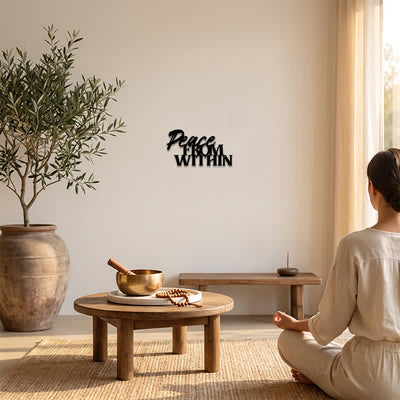 Buddha Stones Peace From Within Minimalist Typography Iron Metal Meaningful Symbols Wall Art - image 5