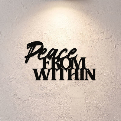 Buddha Stones Peace From Within Minimalist Typography Iron Metal Meaningful Symbols Wall Art - image 0