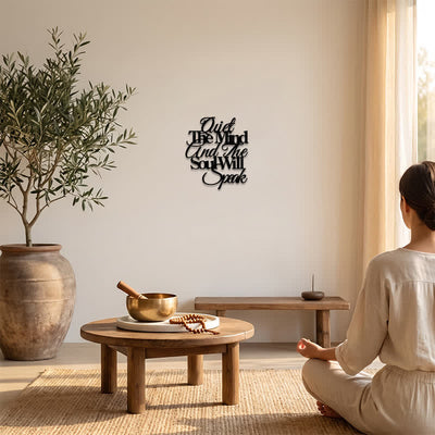 Buddha Stones Quiet The Mind And The Soul Will Speak Black Iron Metal Meaningful Symbols Wall Art - image 5