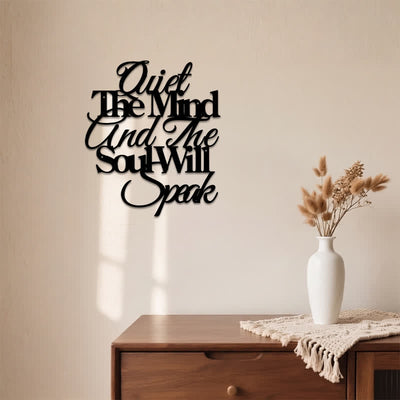 Buddha Stones Quiet The Mind And The Soul Will Speak Black Iron Metal Meaningful Symbols Wall Art - image 3