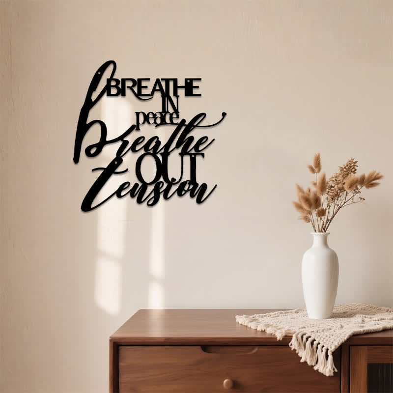 Buddha Stones Breathe In Peace Breathe Out Tension Minimalist Zen Iron Metal Meaningful Symbols Wall Art - image 3