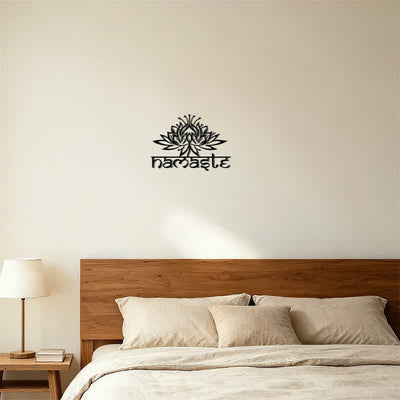 Buddha Stones Black Lotus Namaste Peace Metal Iron Wall Decor - image 5