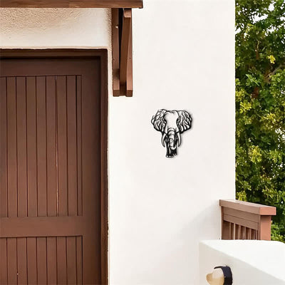 Buddha Stones Minimalist Elephant Head Line Design Iron Metal Wall Decor - image 3