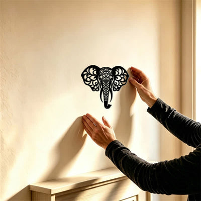 Buddha Stones Sacred Elephant Iron Metal Wall Decor Of Wisdom - image 1