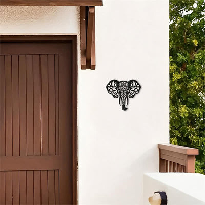Buddha Stones Sacred Elephant Iron Metal Wall Decor Of Wisdom - image 3