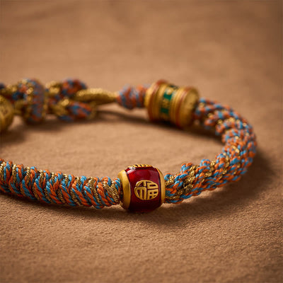 Buddha Stones Om Mani Padme Hum Tibetan Fu Character Hand-Woven Wisdom Bracelet - image 4