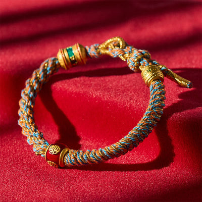 Buddha Stones Om Mani Padme Hum Tibetan Fu Character Hand-Woven Wisdom Bracelet - Om Mani Padme Hum - image 0