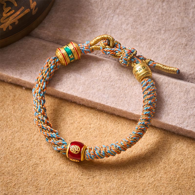 FREE Today: Wisdom and Fortune Om Mani Padme Hum Tibetan Fu Character Hand-Woven Bracelet - image 2