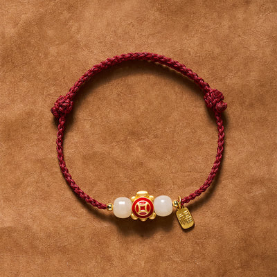 Buddha Stones Turtle Red String Hand-Woven Strength Bracelet - Red - image 0