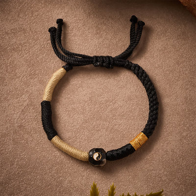 Buddha Stones Black and White Fire Agate String Balance Bracelet - image 2