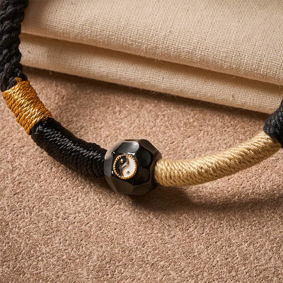 Buddha Stones Black and White Fire Agate String Balance Bracelet - image 5