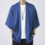 Foviel Solid Color Open Front Jacket Men's Kimono
