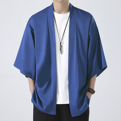 Buddha Stones Solid Color Open Front Jacket Men's Kimono - Blue(Jacket Only) - US/UK/AU46，EU56 (5XL) - image 20