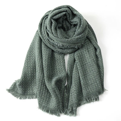 Buddha Stones Fall Winter Textured Tassel Cozy Wrap Scarves - MediumSeaGreen - image 8