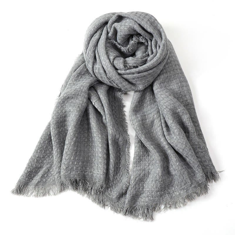 Buddha Stones Fall Winter Textured Tassel Cozy Wrap Scarves - DarkGray - image 14