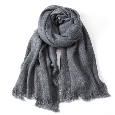 Buddha Stones Fall Winter Textured Tassel Cozy Wrap Scarves - DimGray - image 0