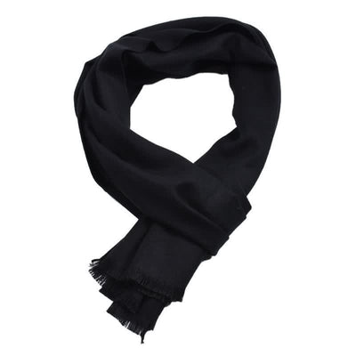 Buddha Stones Fall Winter Solid Color Tassel Cozy Long Scarves - Black - image 4