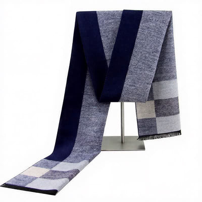 Buddha Stones Fall Winter Urban Stripe Tassel Warm Wrap Scarves - SteelBlue - image 8