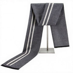 Buddha Stones Fall Winter Urban Stripe Tassel Warm Wrap Scarves - DimGray - image 0