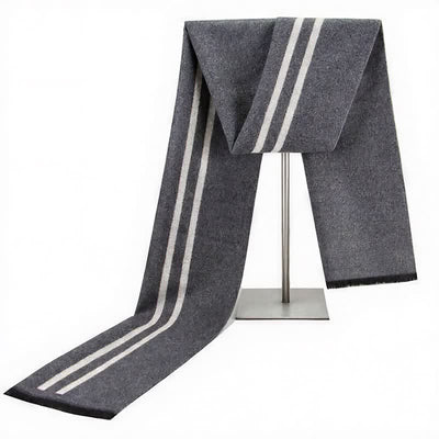 Buddha Stones Fall Winter Urban Stripe Tassel Warm Wrap Scarves - DimGray - image 0