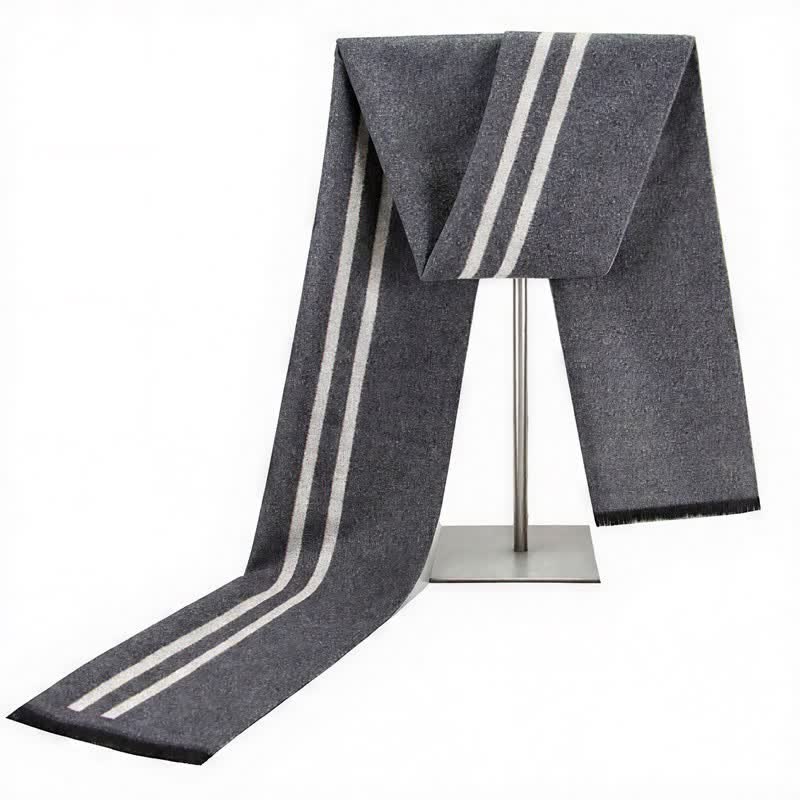Buddha Stones Fall Winter Urban Stripe Tassel Warm Wrap Scarves - DimGray - image 0