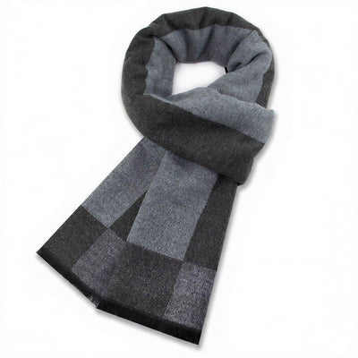 Buddha Stones Fall Winter Classic Grey Plaid Fringe Cozy Scarves - Blue Gray Squares - image 15