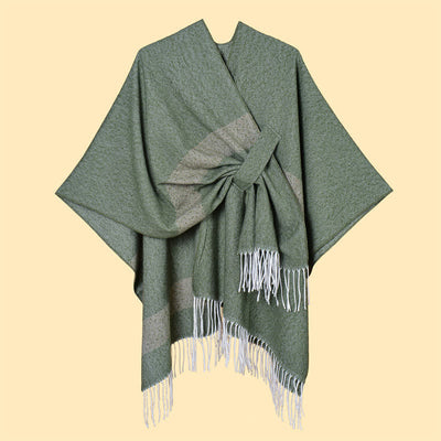 Buddha Stones Fall Winter Boho Striped Tassel Buckle Design Cozy Shawl - image 22