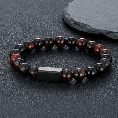 Buddha Stones Black Goldstone Stones Titanium Steel Bar Bracelet - Red Tiger Eye(Passion ♥ Energy) - 8mm - image 9