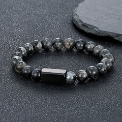 Buddha Stones Black Goldstone Stones Titanium Steel Bar Bracelet - Black Glitter Stone(Protection ♥ Grounding) - 8mm - image 0