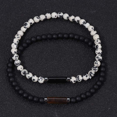 Buddha Stones Vintage 4mm Lava Rock Dalmatian Jasper Grounding Bracelet - image 11