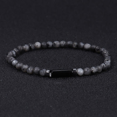 Buddha Stones Vintage 4mm Lava Rock Dalmatian Jasper Grounding Bracelet - Black Glitter Stone(Protection ♥ Grounding) - image 4