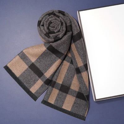 Buddha Stones Fall Winter Classic Check Pattern Soft Knit Commuter Scarves - Black Brown - image 7