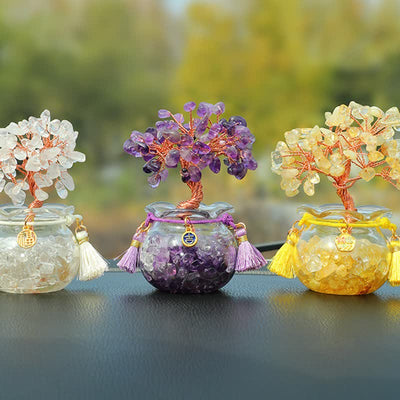 Buddha Stones Wire Wrapped Crystal Money Tree Dashboard Ornament Wealth & Fortune Symbols - image 26
