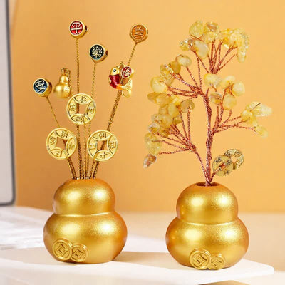 Buddha Stones Golden Ingot Treasure Bowl Good Fortune Tabletop Wealth & Fortune Symbols - image 0
