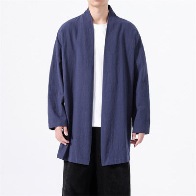 Buddha Stones Spring Casual Minimalist Solid Cotton Men's Kimono - image 15