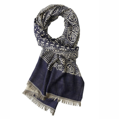 Buddha Stones Fall Winter Geometric Paisley Tassel Reversible Cozy Scarf - image 11