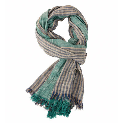 Buddha Stones Spring Fall Striped Color Block Stripe Tassel Travel Scarf - Green - Approx. 27.6 in × 70.9 in / 70 × 180 cm - image 20