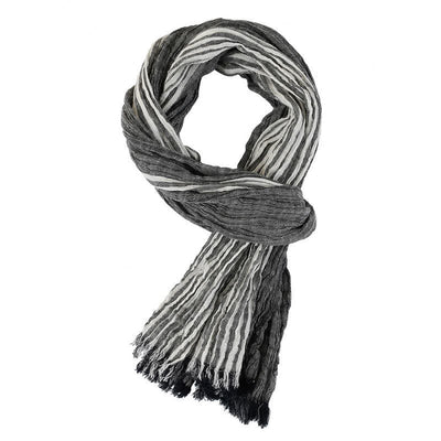 Buddha Stones Spring Fall Striped Color Block Stripe Tassel Travel Scarf - Dark Gray - Approx. 27.6 in × 70.9 in / 70 × 180 cm - image 10