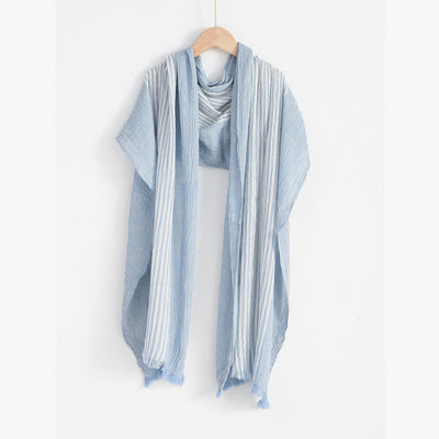 Buddha Stones Spring Fall Striped Color Block Stripe Tassel Travel Scarf - image 14