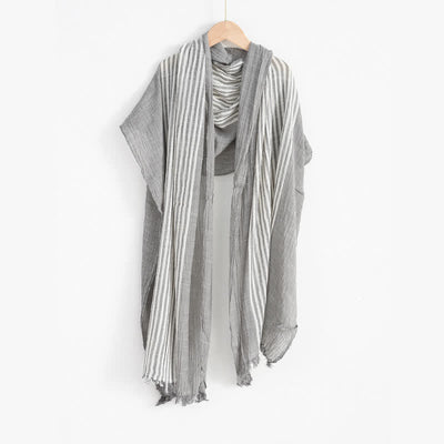 Buddha Stones Spring Fall Striped Color Block Stripe Tassel Travel Scarf - image 24