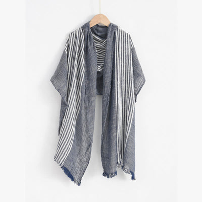 Buddha Stones Spring Fall Striped Color Block Stripe Tassel Travel Scarf - image 5