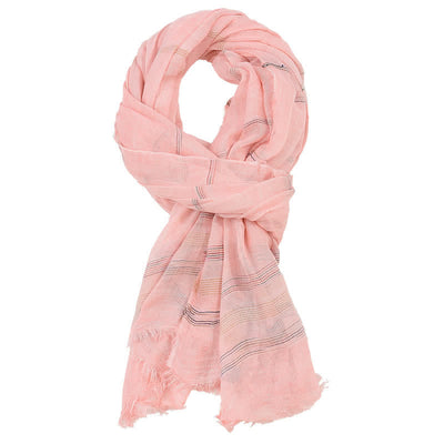 Buddha Stones Spring Fall Earth Tone Fine Stripe Frayed Tassel Scarf - LightPink - Approx. 35.4 in × 74.8 in / 90 × 190 cm - image 6