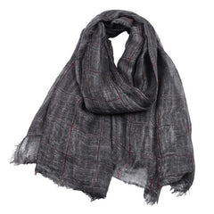 Buddha Stones Spring Fall Plaid Checkered Pattern Casual Unisex Scarf - Black - Approx. 39.4 in × 74.8 in / 100 × 190 cm - image 0