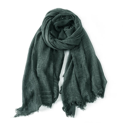 Buddha Stones Spring Fall Crinkled Frayed Edge Wrap Scarf - DarkGreen - Approx. 78.7 in × 29.5 in / 200 × 75 cm - image 7