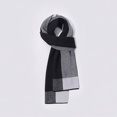 Buddha Stones Fall Winter Knit Geometric Color Block Cozy Scarf - Black - Approx. 180cm*30cm - image 12