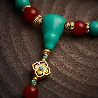 Buddha Stones Turquoise Tibetan Round 108 Beads Strength Mala - image 4