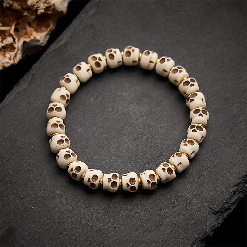 FREE Today: Protection and Courage Tibetan Bone Beads Lord of the Corpse Forest Skull Pattern Bracelet - image 2