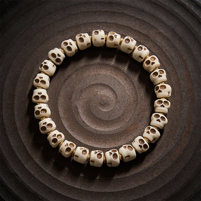 FREE Today: Protection and Courage Tibetan Bone Beads Lord of the Corpse Forest Skull Pattern Bracelet - image 1